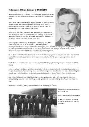 A preview of a PDF biography for Bateson, Benjamin William